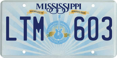 MS license plate LTM603