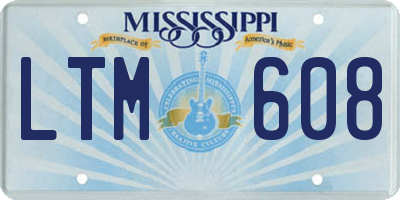 MS license plate LTM608