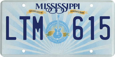 MS license plate LTM615