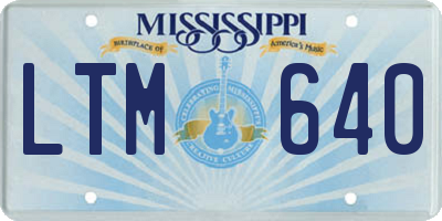 MS license plate LTM640