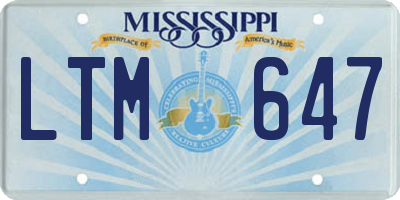 MS license plate LTM647