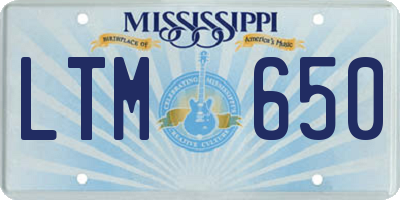 MS license plate LTM650