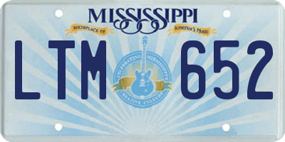 MS license plate LTM652