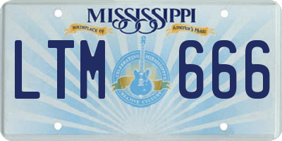 MS license plate LTM666