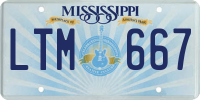 MS license plate LTM667