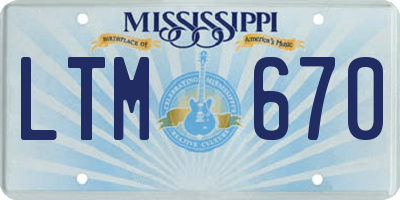 MS license plate LTM670