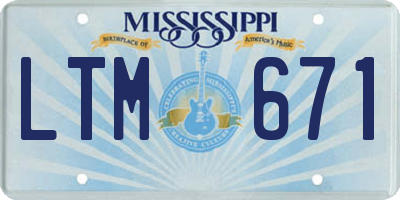 MS license plate LTM671