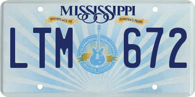 MS license plate LTM672