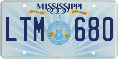 MS license plate LTM680