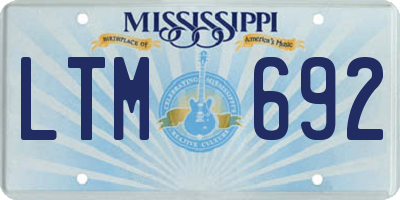 MS license plate LTM692