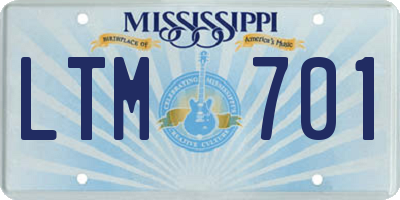 MS license plate LTM701