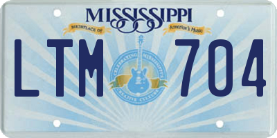 MS license plate LTM704