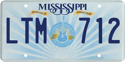 MS license plate LTM712