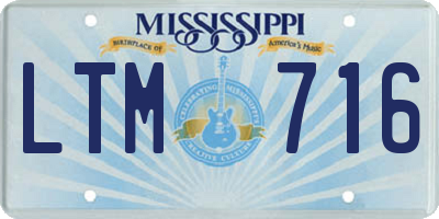 MS license plate LTM716