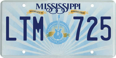 MS license plate LTM725