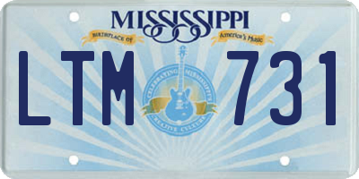 MS license plate LTM731