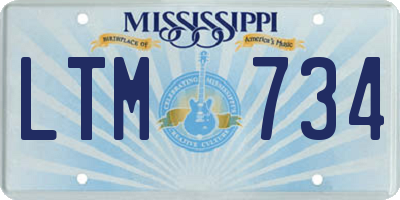 MS license plate LTM734