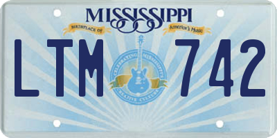MS license plate LTM742