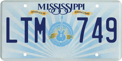 MS license plate LTM749