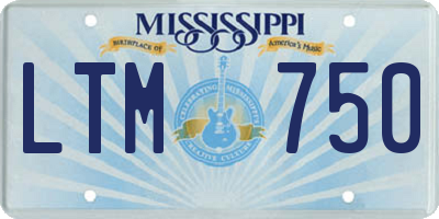 MS license plate LTM750