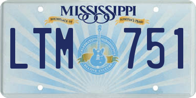 MS license plate LTM751