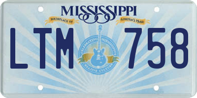 MS license plate LTM758