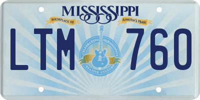 MS license plate LTM760