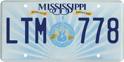 MS license plate LTM778