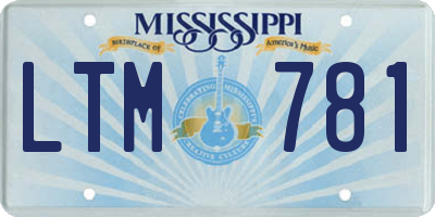MS license plate LTM781