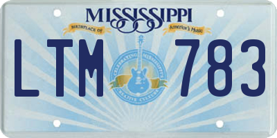 MS license plate LTM783