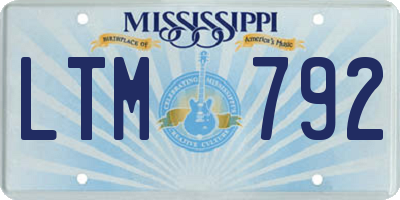 MS license plate LTM792