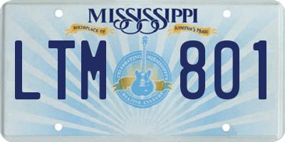 MS license plate LTM801