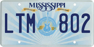 MS license plate LTM802