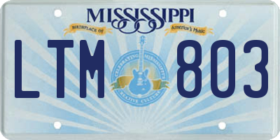 MS license plate LTM803