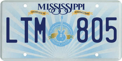 MS license plate LTM805