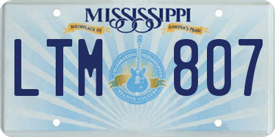 MS license plate LTM807
