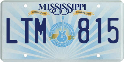 MS license plate LTM815