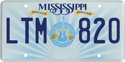 MS license plate LTM820