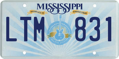 MS license plate LTM831