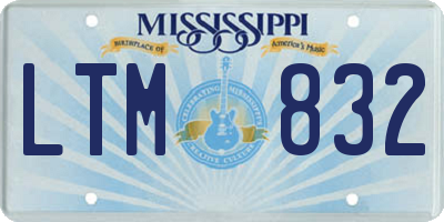 MS license plate LTM832