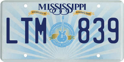 MS license plate LTM839