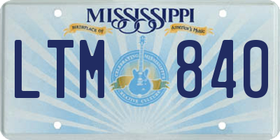 MS license plate LTM840