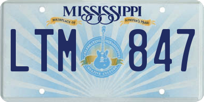 MS license plate LTM847