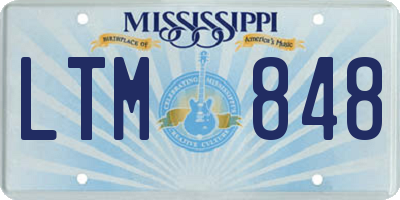 MS license plate LTM848