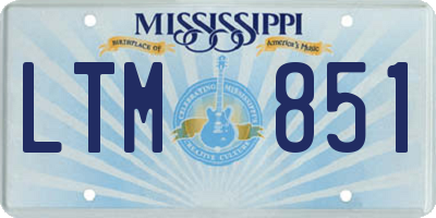 MS license plate LTM851