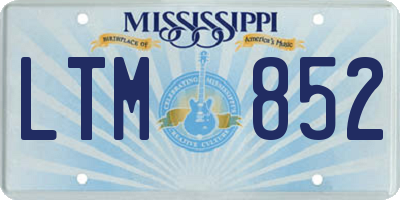 MS license plate LTM852