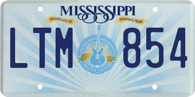 MS license plate LTM854