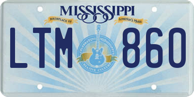 MS license plate LTM860