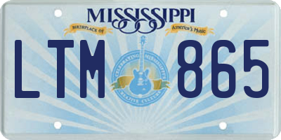 MS license plate LTM865