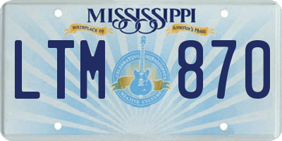 MS license plate LTM870